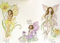 First spring flowers fairy sisters